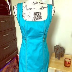 Bebe Hot Aqua ZipperDress